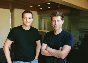Worldcoin Project Co-founders Alex Blania (L) and Sam Altman (R)